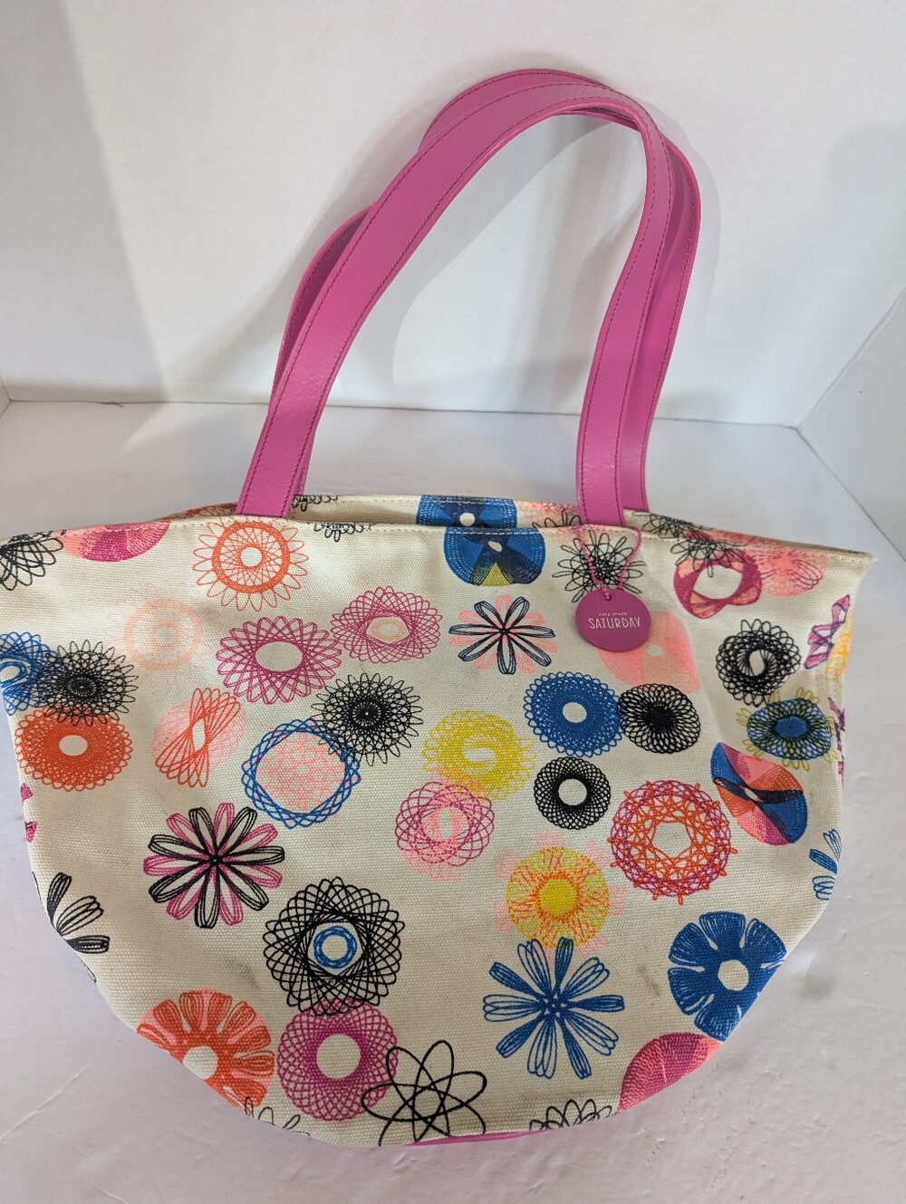 Kate Spade Saturday Canvas Tote Bag in Pink Multi- 10 X 17 - Picture 1 of 5